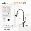 APPASO 148BN Single Handle Single Hole Kitchen Faucet Brushed Nickel with Pull Down Sprayer