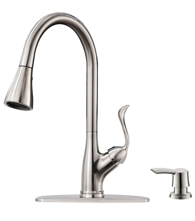 APPASO 149BN Pull Down Kitchen Faucet Brushed Nickel with Soap Dispenser