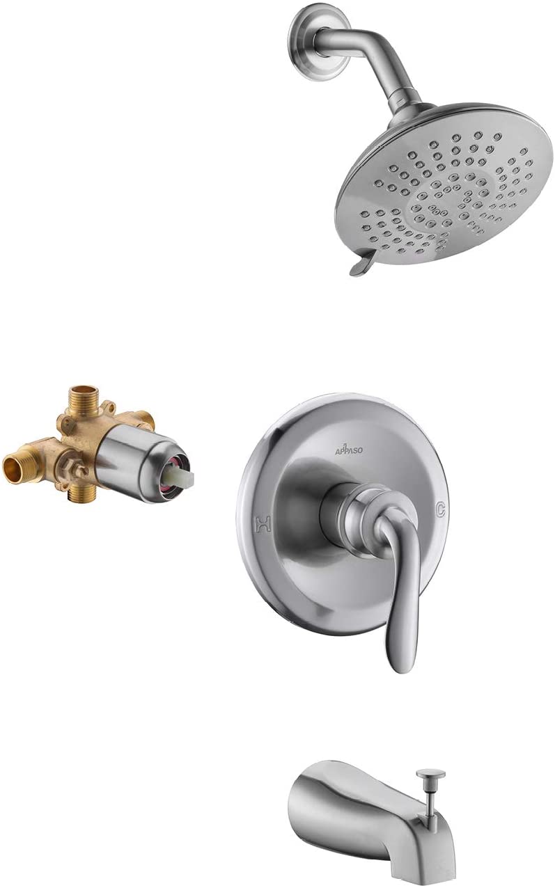 APPASO Système de douche à effet pluie Ensemble de douche à effet pluie mural Nickel brossé 124BN