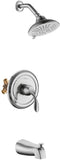 APPASO Shower system Shower Faucet Single Handle with Tub Spout Kit Wall Mount Brushed Nickel 121BN