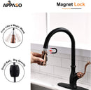 APPASO Robinet de cuisine en laiton massif magnétique arc élevé Matte Black & Rose Gold 225BRG