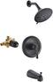 APPASO Trim Kit Wall Mount Shower Faucet Shower system with 5-Function Spray Head Matte Black 125MB