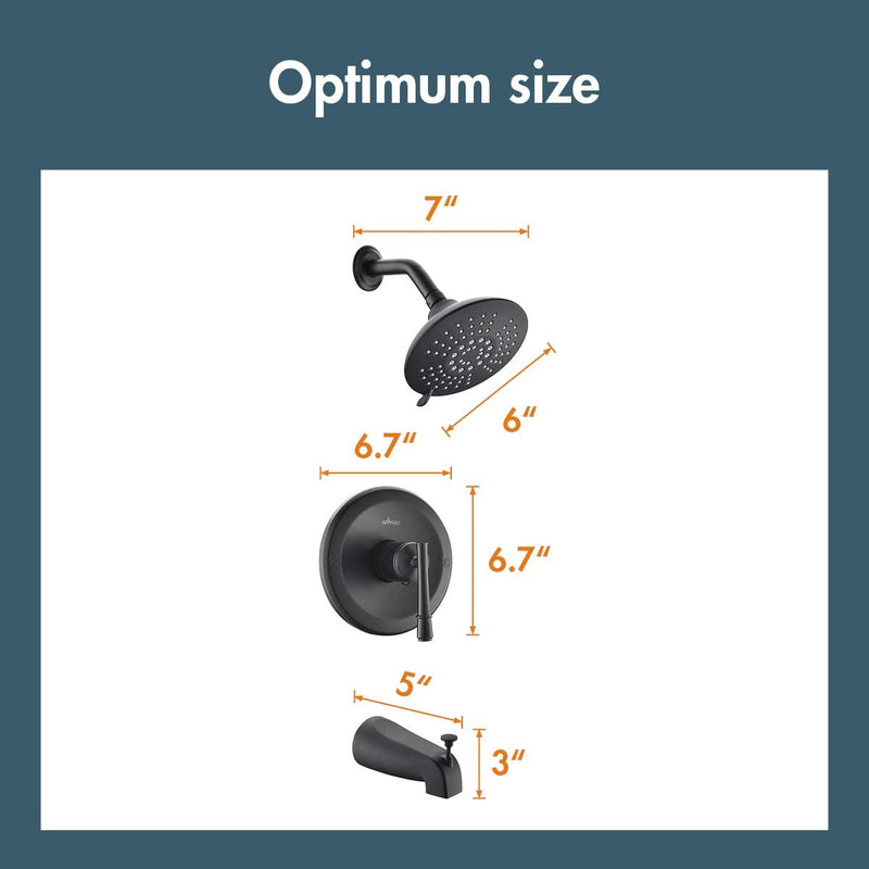 APPASO Trim Kit Wall Mount Shower Faucet Shower system with 5-Function Spray Head Matte Black 125MB