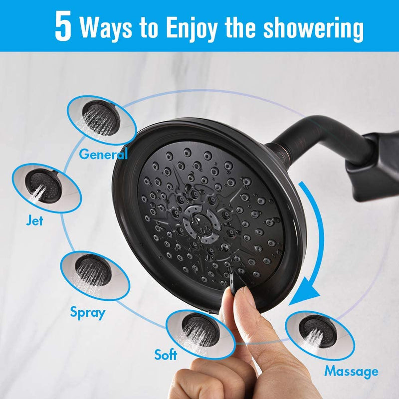 APPASO Wall Mounted Shower Faucet Shower System with 5-Function Spray Head Oil Rubbed Bronze 110ORB