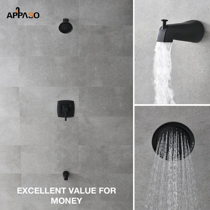 APPASO Ensemble Système de douche avec tête de pulvérisation à 5 fonctions Noir mat 110MB