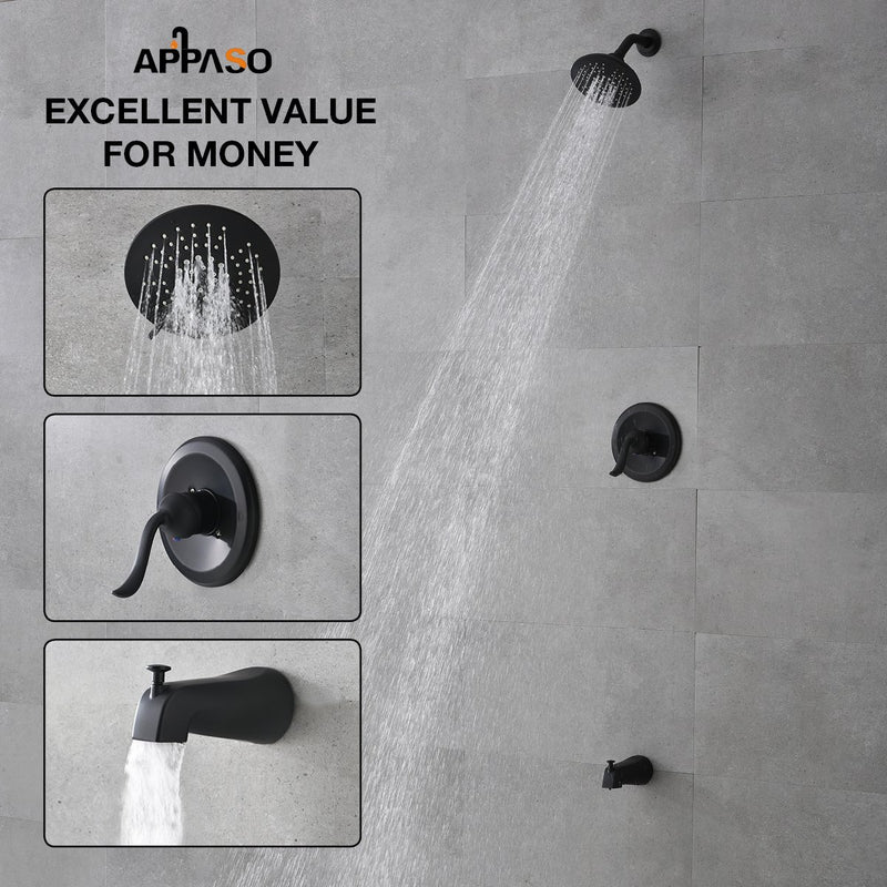 APPASO Ensemble Système de douche montage mural salle de bain Noir mat 120MB