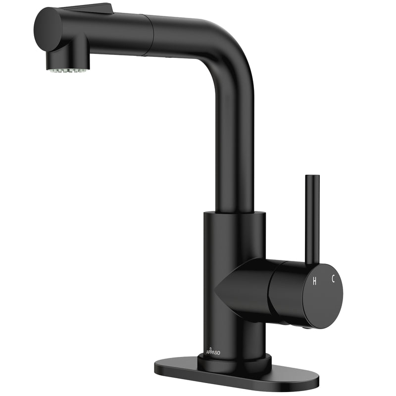RKF Einhand-Wasserhahn In Schwarz - Für Bar-Spüle, Küche, Badezimmer, Mit 360° Schwenkbarem Auslauf