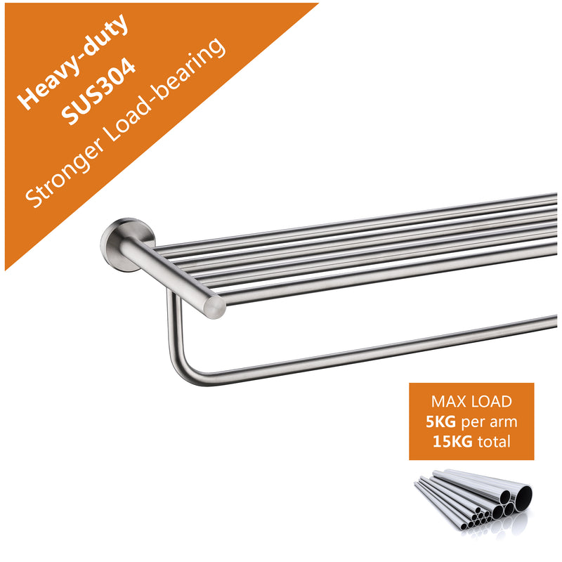 APPASO 2 Tier Bath Towel Bar 18-Inch Multilayer Rack Brushed Finish Stainless Steel Wall-Mounted